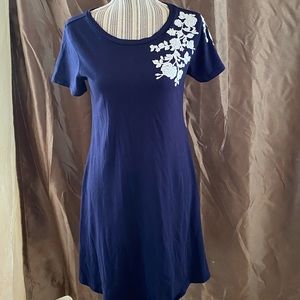 StienMart navy blue dress wi embroidery sz PS